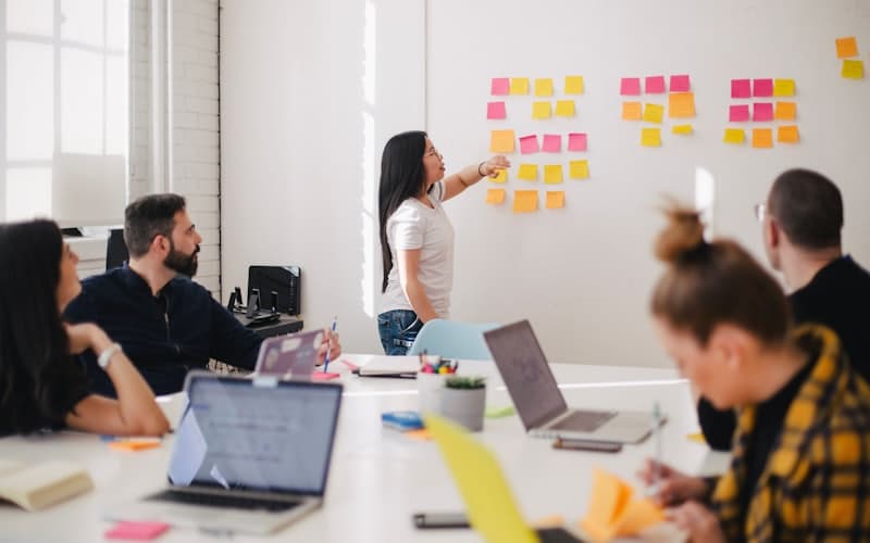 Team collaborating in an office